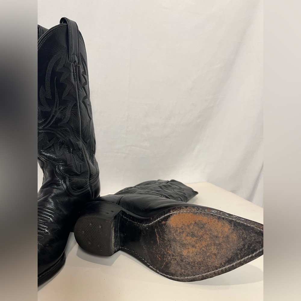Women’s Justin Western Leather Cowboy Boots with Pointy Toes - Black - Sz 6B - Picture 6 of 9